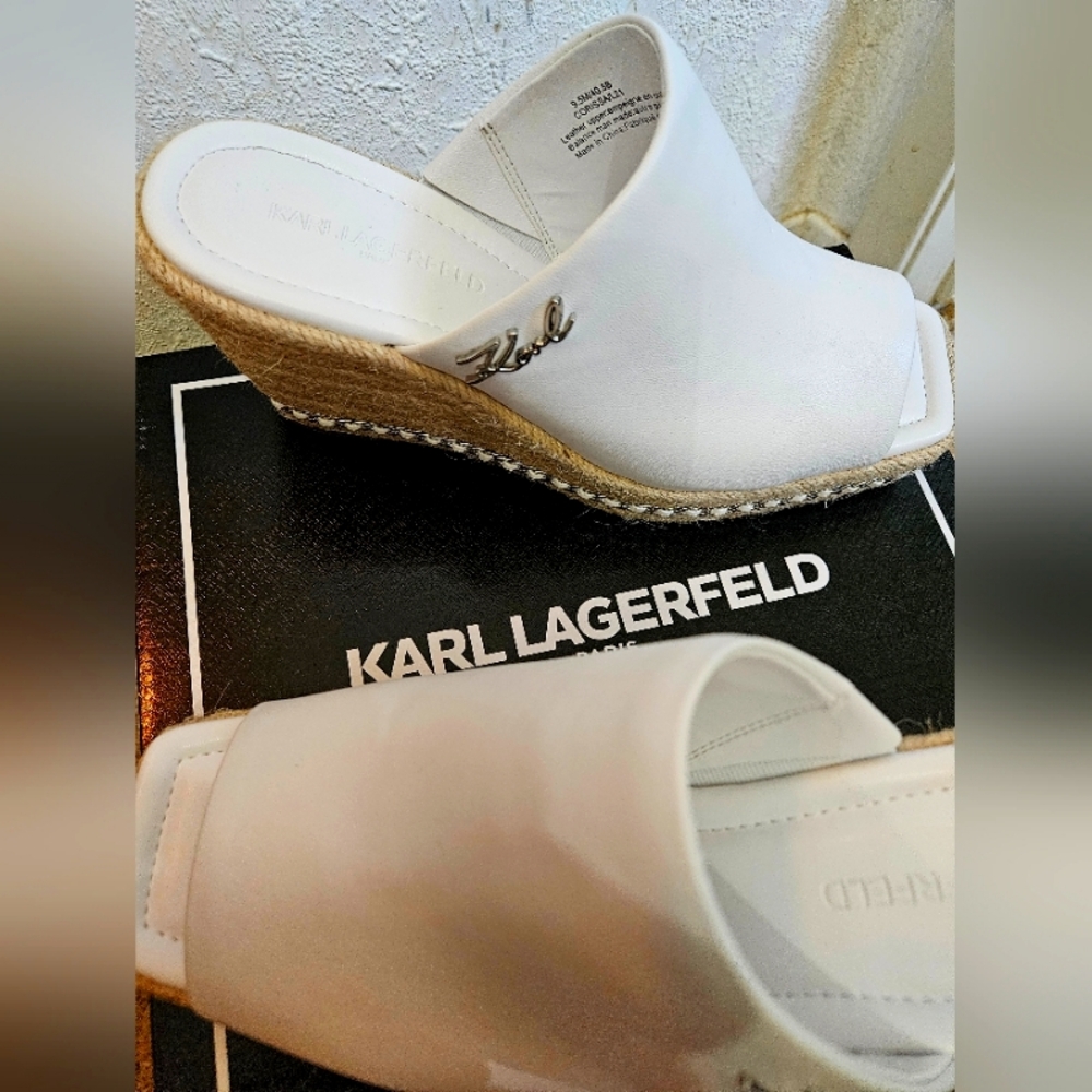 BRAND NEW 💥 Karl Lagerfeld Paris Corissa Espadrille Wedge Sandal White S…